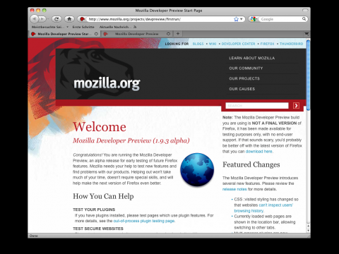 Mozilla Developer Preview 1.9.3 Alpha 4